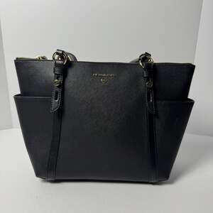 Michael Kors Sullivan Medium Top Zip Saffiano Leather Tote in Black